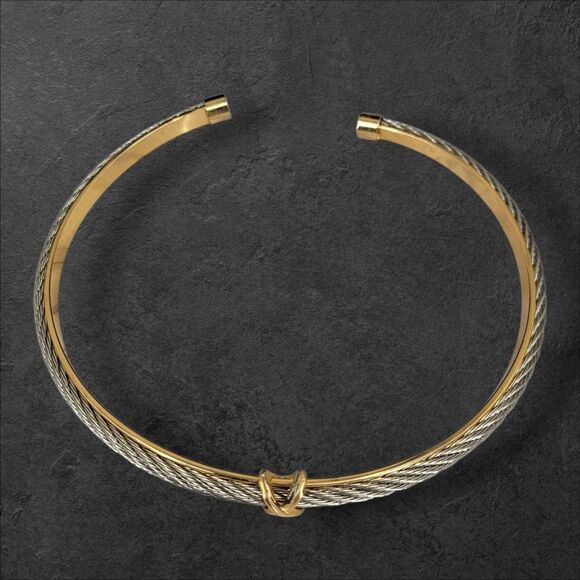 Vintage Two Tone Gold and Silver Choker Necklace - Picture 1 of 15